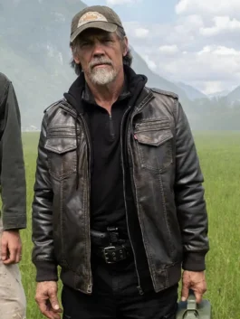 The Dog Stars black bomber jacket with practical rugged silhouette and leather finish.