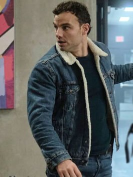 Shane Florence blue denim jacket inspired by Josh McKenzie in The Hunting Party 2026.