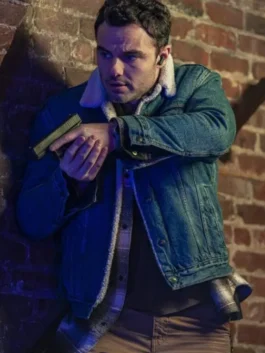 Josh McKenzie blue denim trucker jacket with classic casual outerwear look.