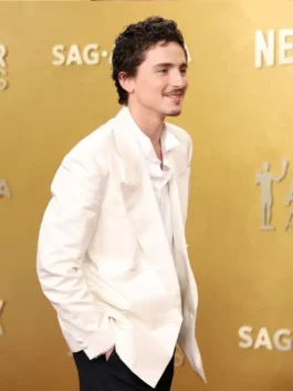 Timothee Chalamet white blazer inspired by his Actor Awards 2026 look.