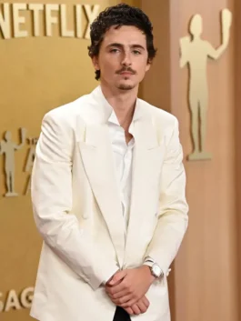 Timothee Chalamet Actor Awards 2026 White Blazer with clean formal styling.