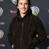 Timothee Chalamet wearing a premium suede jacket at a Cinemacon event.