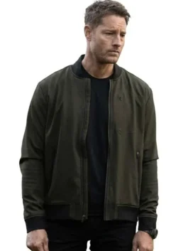 Tracker S03 Justin Hartley Green Bomber Jacket with rugged TV series styling.