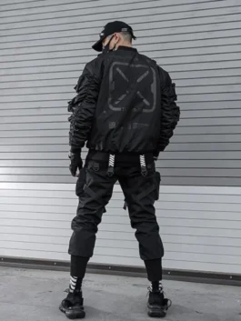 Back view of the iconic Universe XB-03 Black Bomber Jacket.