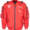 Front view of the classic Universe XB-03 Red Bomber Jacket.