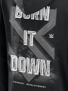 Burn It Down Seth Rollins Hoodie in black with a sporty casual design inspired by wrestling fashion