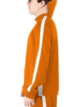 Despicable Me Vector Costume shown as a bright orange track jacket inspired by Vector’s fun animated look