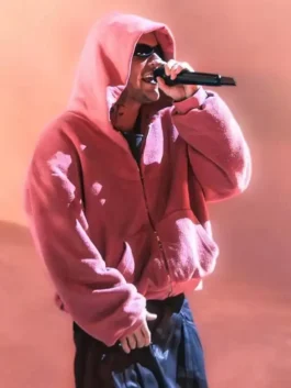 Justin Bieber Coachella Oversized Hoodie in pink with a relaxed pullover design and soft casual feel