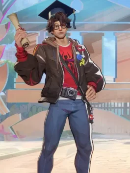 A premium gaming-themed jacket featuring a built-in hoodie and durable construction.