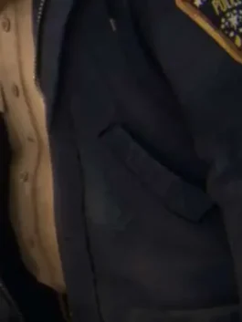 Front view of Stranger Things Tales Jim Hopper Jacket in blue, inspired by the Tales From 85 look with a clean casual style