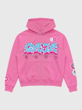 Vandy The Pink Mcdonald Saja Boys Hoodie in pink pullover style with bold front graphic and kangaroo pocket