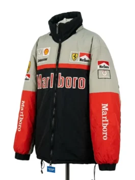 Marlboro 90s Ferrari Vintage Jacket in multicolor parachute fabric with stand collar and zipper closure