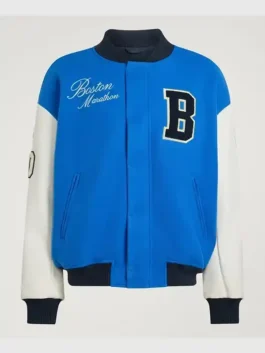 Varsity jacket inspired by Boston Marathon 26 with neat structure.