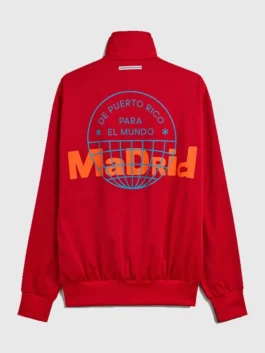 Adidas x Bad Bunny Madrid Track Jacket back showing rear design, sleeve shape, and relaxed track fit