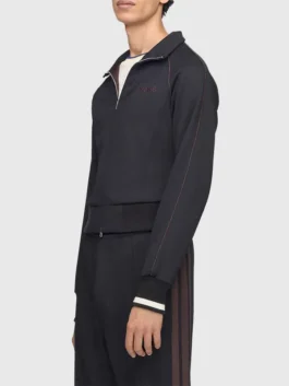 Adidas x Wales Bonner x Y-3 Black Track Jacket view look showing black track style and clean fit