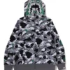 BAPE x Hidden STA Camo Tiger Hoodie front view showing camo print, tiger detail, and hooded design