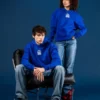 Male and female models wearing Red Bull BORA Hansgrohe Royal Blue Lifestyle Hoodies