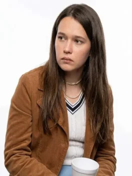 Cailee Spaeny brown jacket inspired by Beef Season 2 character fashion.