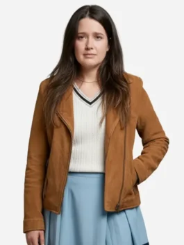 Beef S02 Cailee Spaeny Brown Jacket with casual TV series-inspired styling.