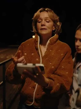 Beef S02 Carey Mulligan Brown Sherpa Jacket with cozy TV series-inspired styling.