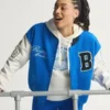 Boston Marathon 26 Varsity Jacket with clean front styling.