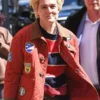 Brandi Carlile NYC Red Quilted Jacket with clean front styling.