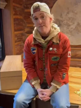 Brandi Carlile red quilted jacket inspired by her NYC appearance.