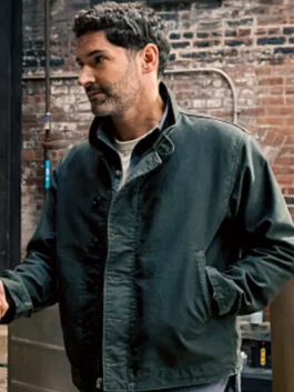 Colin Glass grey cotton jacket inspired by CIA screen style.