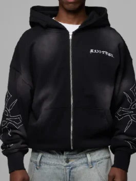 Chris Seeley hoodie with clean black color and relaxed outerwear look.
