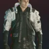 Cyberpunk 2077 Nusa Cosplay Jacket front view showing closure, collar, panels, and futuristic design