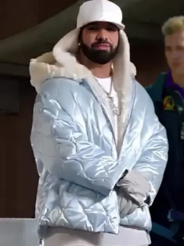 Drake ICEMAN Blue Puffer Jacket with clean front styling.
