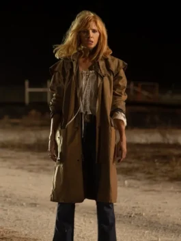 Dutton Ranch 2026 Kelly Reilly Brown Coat with elegant western-inspired styling.