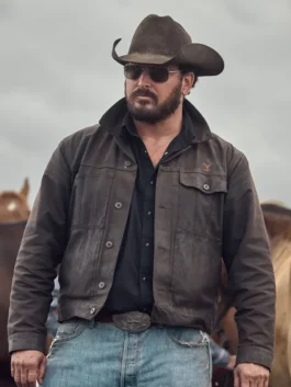 Cole Hauser brown jacket inspired by Dutton Ranch style.