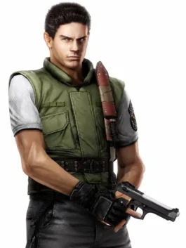 Evil Chris Redfield Green Tactical Vest side view showing side profile, straps, pockets, and vest structure