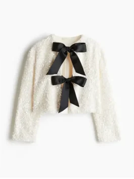 Gina Mile Sequin Black Bow Jacket view look showing black sequin texture, bow detail, and jacket shape