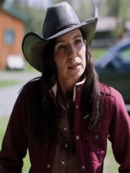 Gracie Pryce burgundy jacket inspired by Heartland Season 19 style.