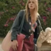 High Potential 2024 Kaitlin Olson Black Leather Jacket Front View
