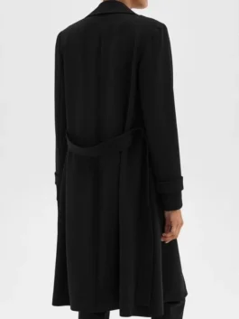 High Potential Selena Black Coat back view showing rear structure, sleeve shape, and clean coat fit