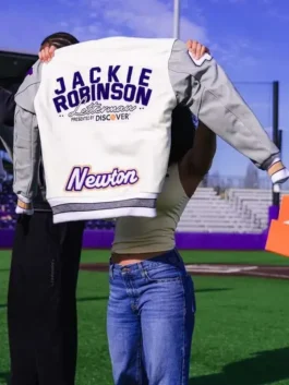 Jackie Robinson varsity jacket with clean athletic-inspired styling.