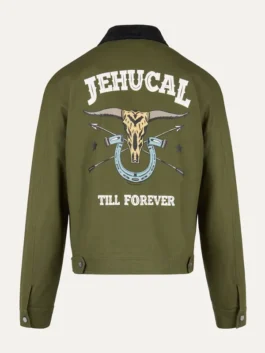 Jehucal Sheriff’s Green Jacket with rugged character-inspired styling.