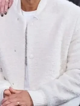 John Legend Brandon Boucle Bomber Jacket Close-Up