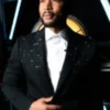 John Legend Crystal Embellished Blazer front view showing crystal detailing, lapel, and tailored design