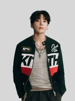 Jung Kook BTS Swimside Event 2026 Black Jacket front view.