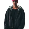 Justin Bieber Coachella Hooded Jacket with clean front styling.