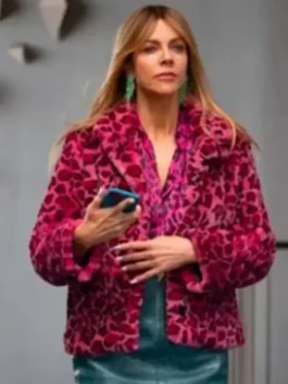 Kaitlin Olson Pink Leopard Print Jacket Front View
