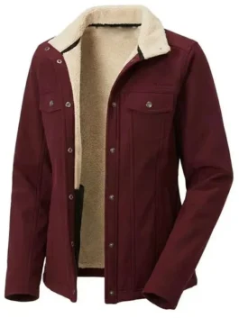Gracie Pryce jacket with rich burgundy color and neat shape.