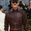 Luke Evans Met Gala Costume Art Leather Jacket front view.