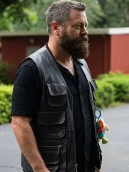 Nick Offerman black leather vest inspired by Margos Got Money Troubles.
