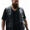 Margos Got Money Troubles Nick Offerman Black Leather Vest front view.