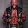 Matt Cardona 2026 Black Leather Vest with bold wrestling-inspired sleeveless styling.
